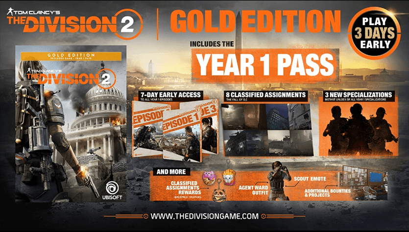 Division 2 Gold Edition rewards