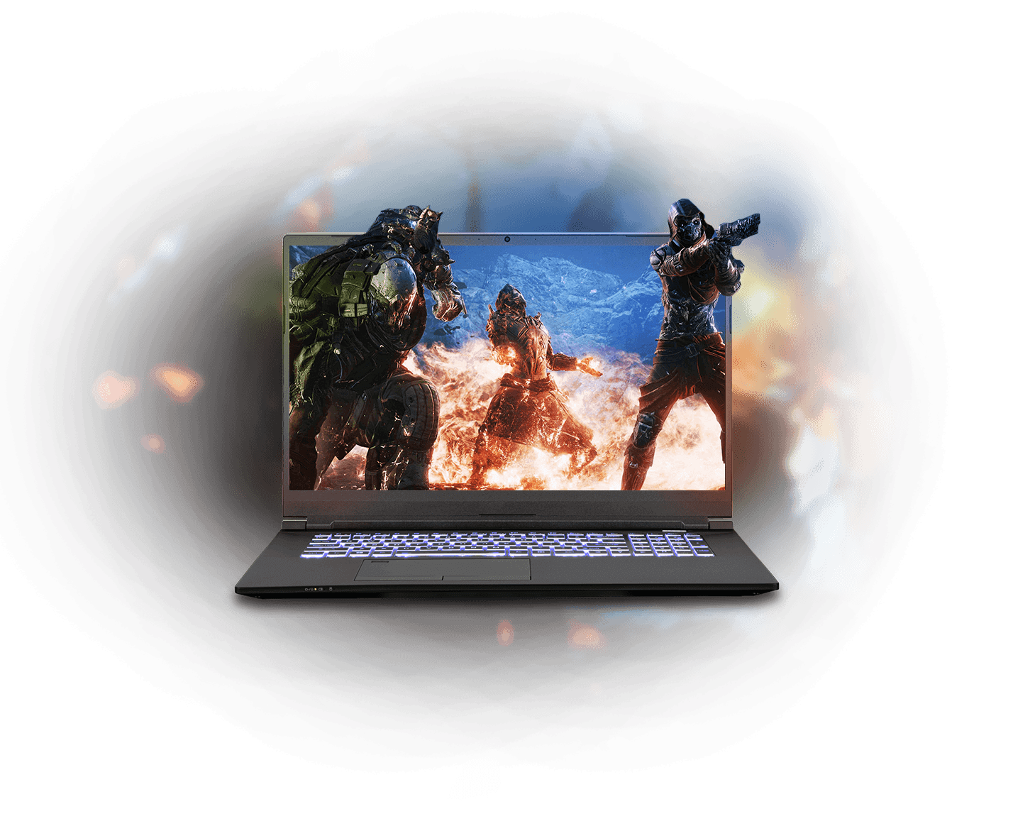 laptop with outriders screenshot