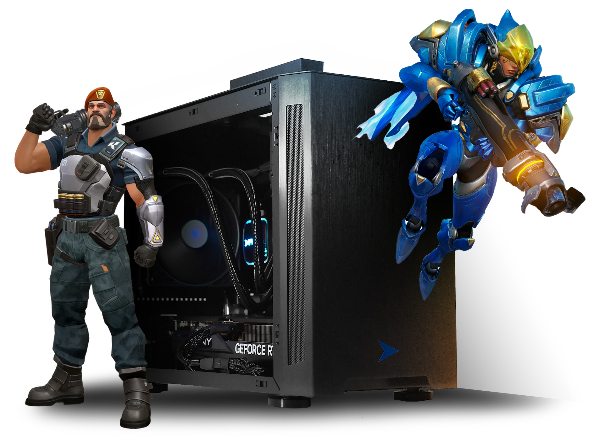 eSports gaming characters surrounding eS40